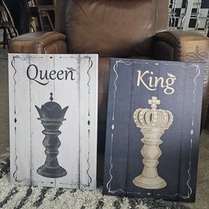Queen and King Chess Piece Wall Art